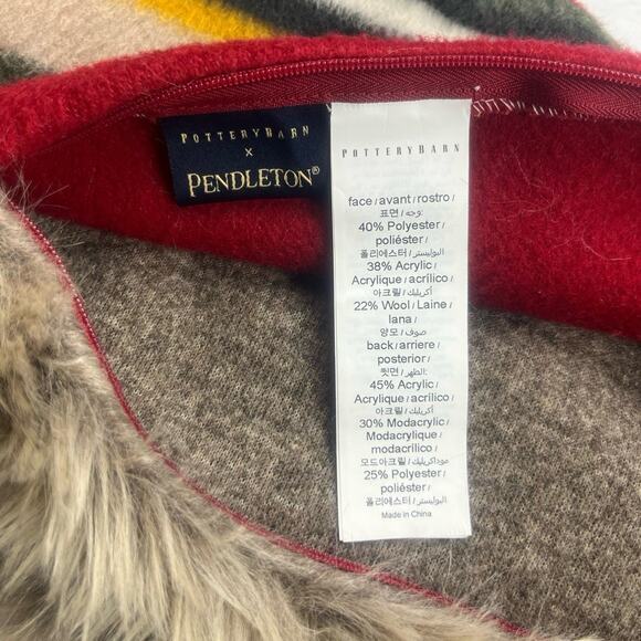 Pottery Barn Pendleton® Yahima Stripe Lumbar Pillow Case Faux Fur Soft Rustic - Picture 5 of 5